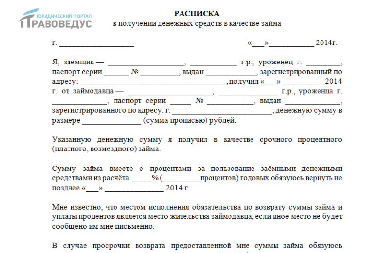 Долговая расписка: как оформить, образец